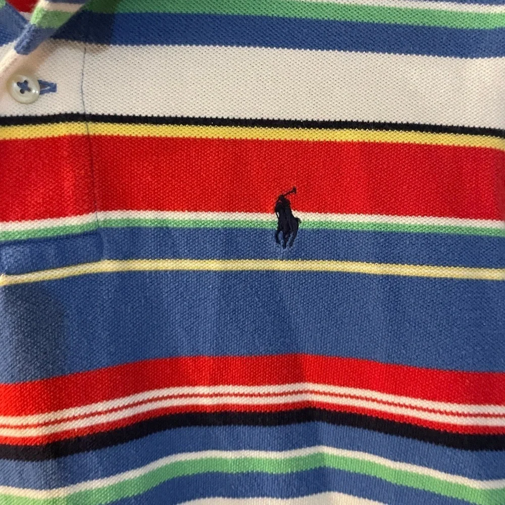 Ralph Lauren Boys Blue and Red Striped Polo Shirt youth large